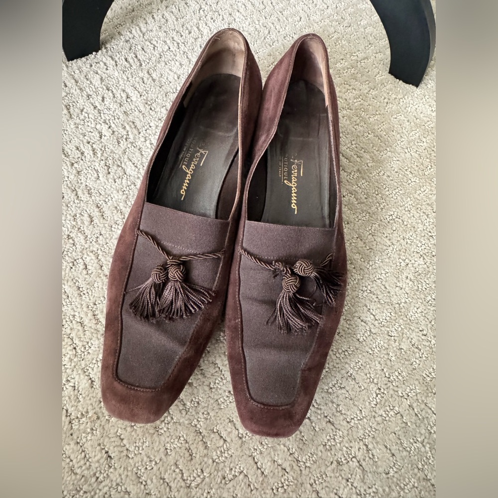 Vintage Salvatore Ferragamo Women’s Suede Tassel Loafers| Made in Italy Size 11B